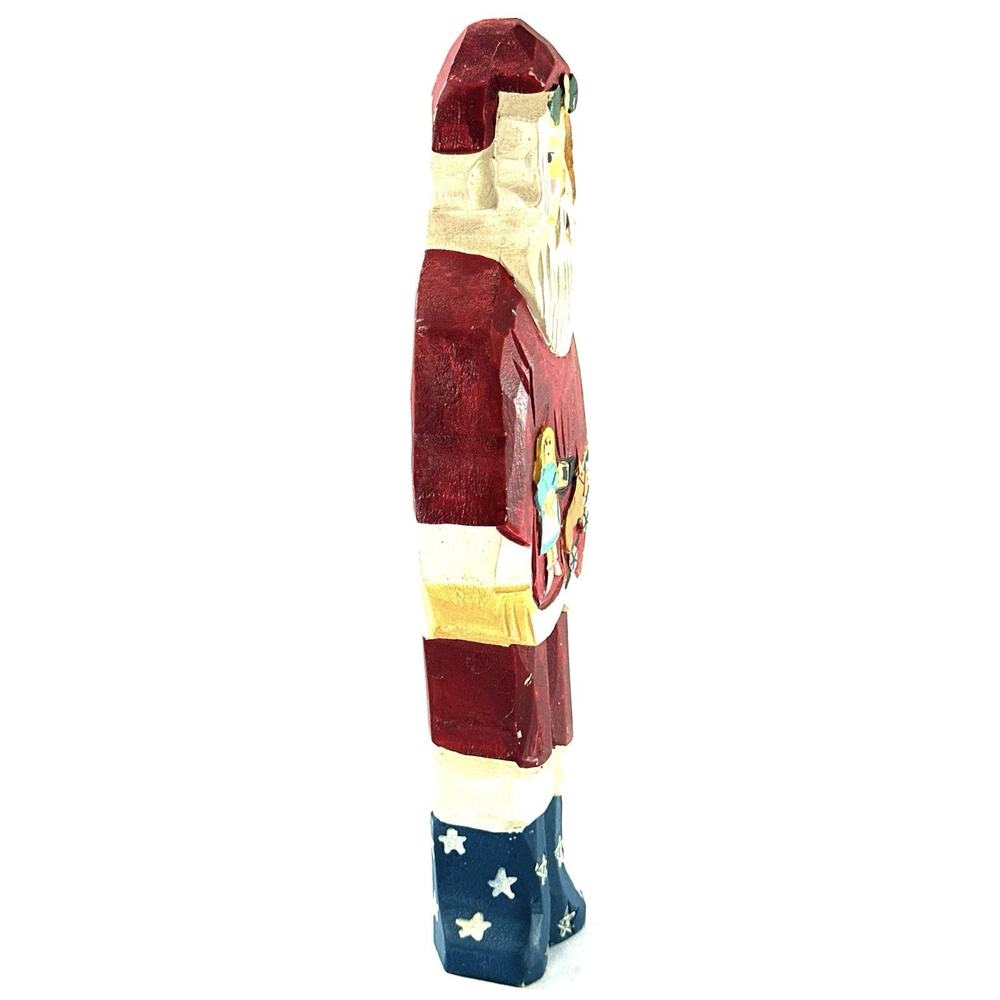 1993 Applause Wood American Santa 9” Hand Painted Folk Art Patriotic Christmas - Picture 5 of 8